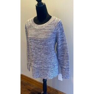 Faded Glory Womens Crew Neck Sweater Plus Size XXL (20) Gray Variegated Knit